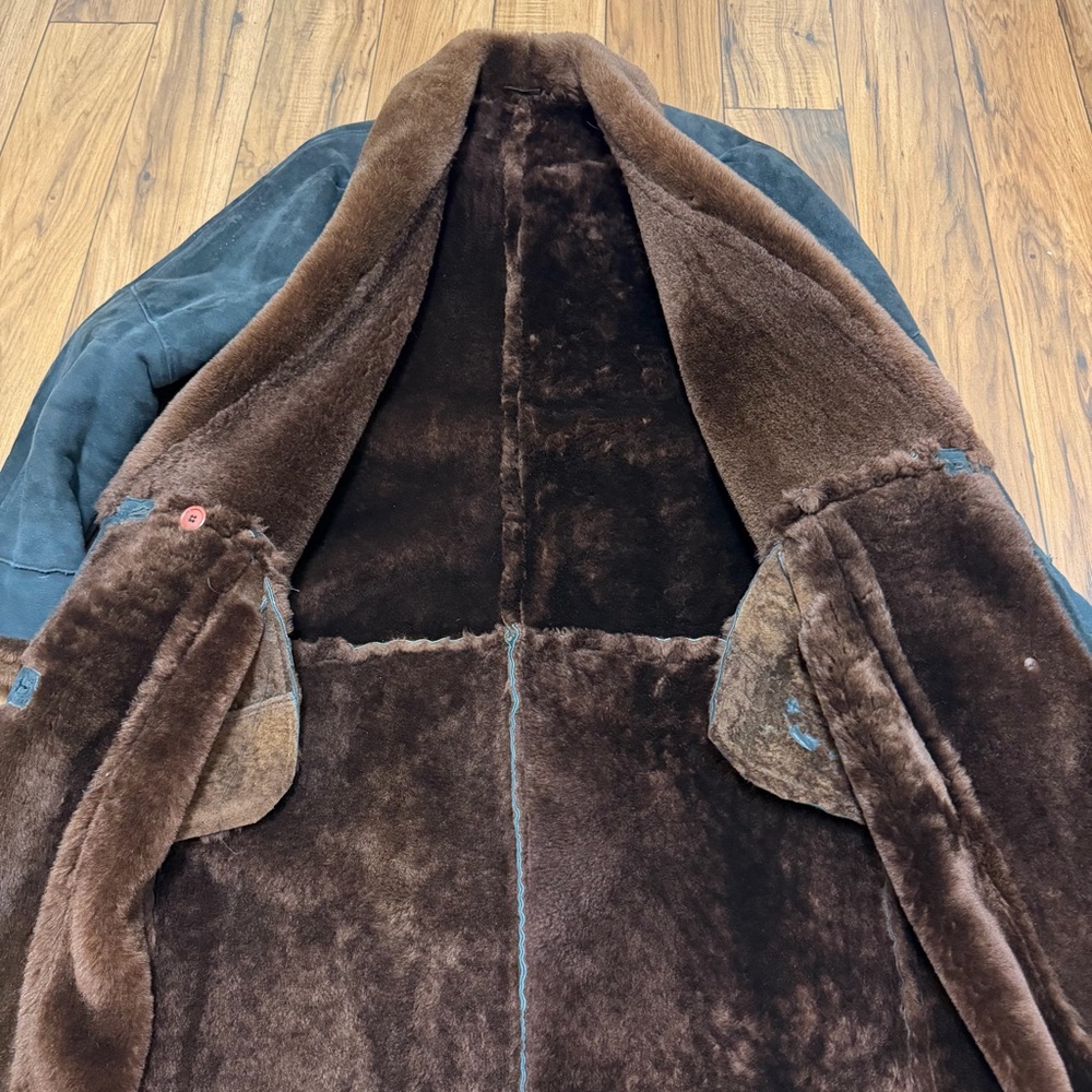 Vtg Clifford Michael Sheepskin Long Rancher Coat Oversized Canadian Adult Medium - Picture 12 of 15